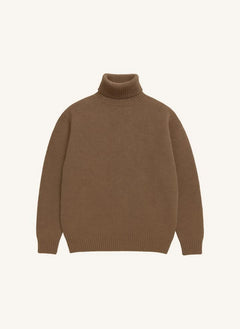 Origin Knitwear - Nahtloser Wollrollkragenpullover | Braun