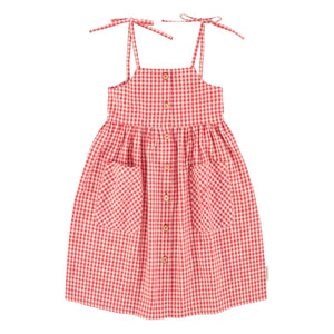 Piupiuchick - Maxikleid aus Bio-Baumwolle mit Gingham-Muster | Rot