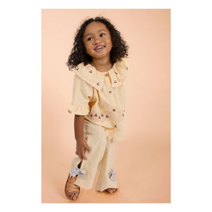 Loir - Bluse Hortense Vichy Kirschen Bio-Baumwolle | Gelb