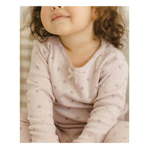 Quincy Mae - Pointelle Bio-Baumwoll T-Shirt und Leggings Set | Lila