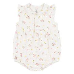 Petit Bateau - Weißer Strampler aus Bio-Baumwolle mit Seersucker-Blumenmuster