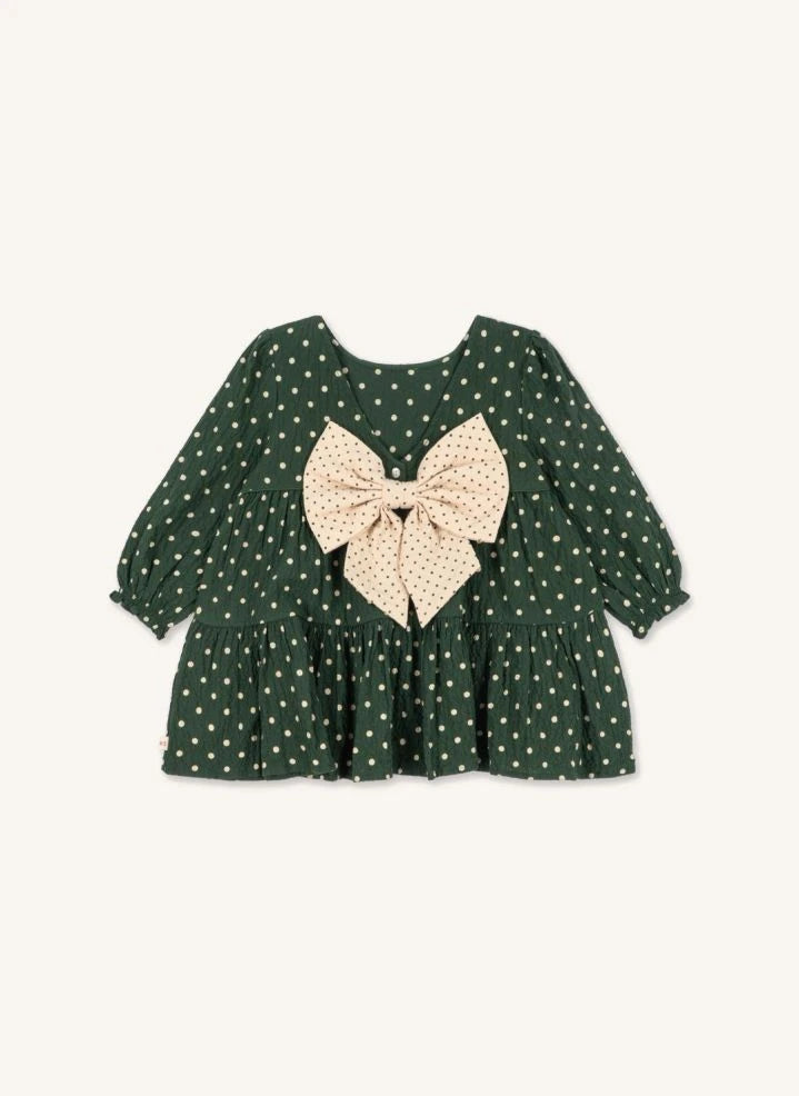 Konges Sløjd - Elin gepunktetes Kleid, Bio-Baumwolle | Grün
