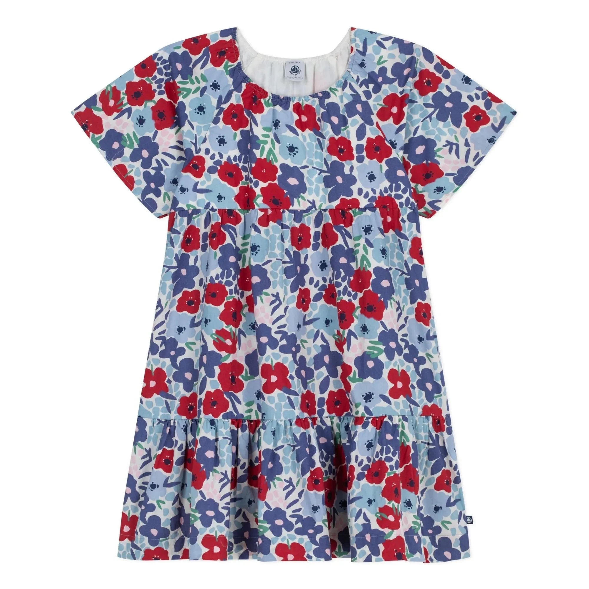 Petit Bateau – Bio-Popeline-Blumenkleid | Blau