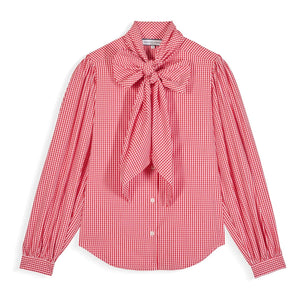 Maria de la Orden - Märchenhafte Baumwoll Gingham Bluse | Rot