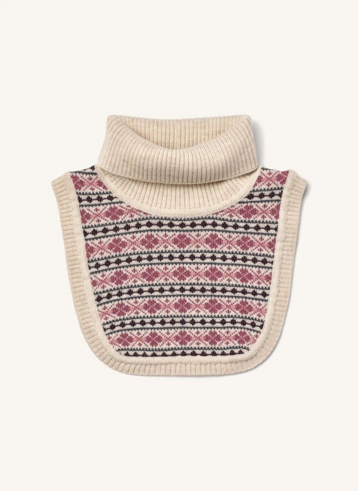 Wheat - Majo Abnehmbarer Jacquard-Kragen, Merinowolle | Rosa