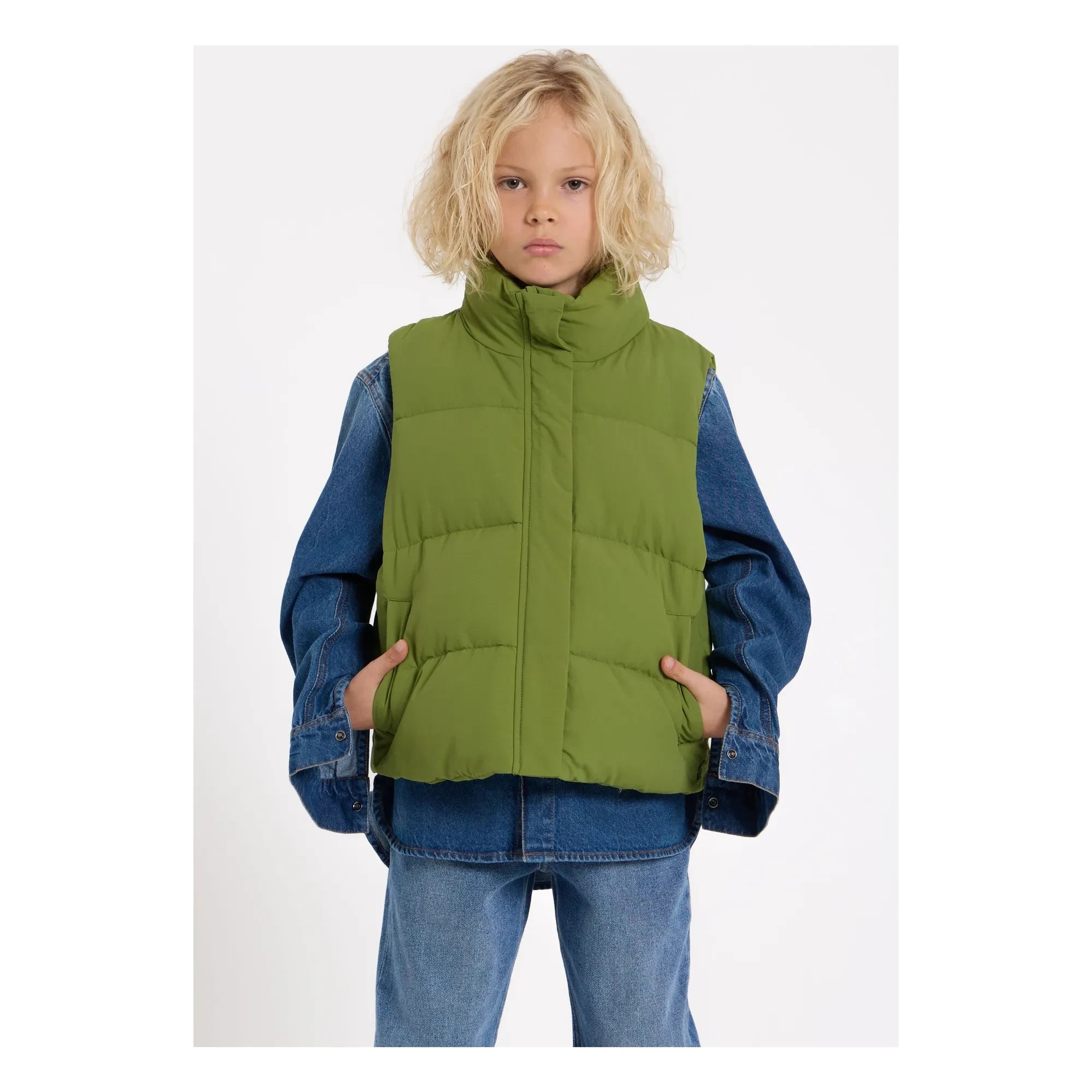 Hundred Pieces - Temper Recycelte Faser Ärmellose Daunenjacke | Grün