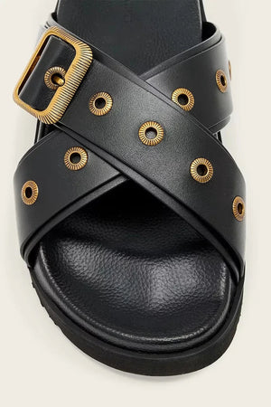 AllSaints deri düz tabanlı Suki Western Sandal