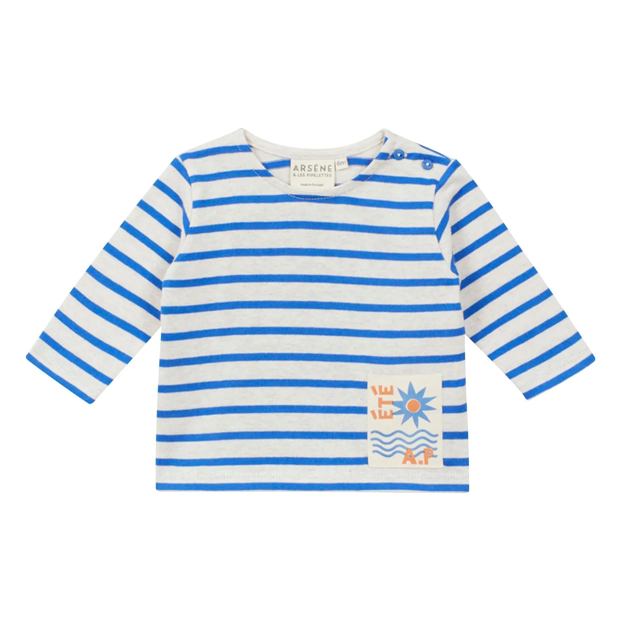 Arsène et Les Pipelettes - Gestreiftes Baby T-Shirt aus Bio-Baumwolle | Blau