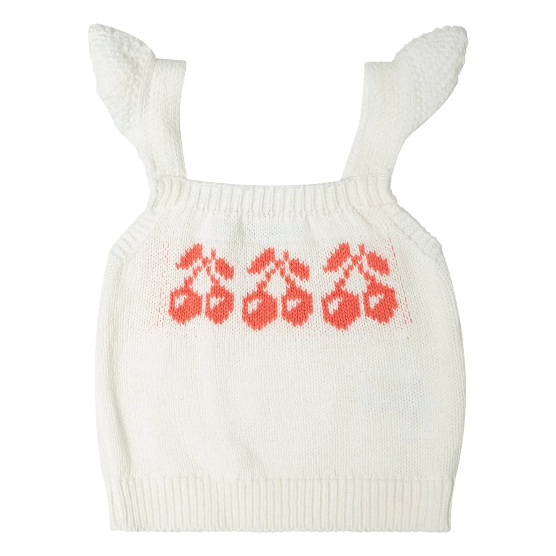 Tocoto Vintage - Kirsch-Jacquard-Oberteil | Weiß