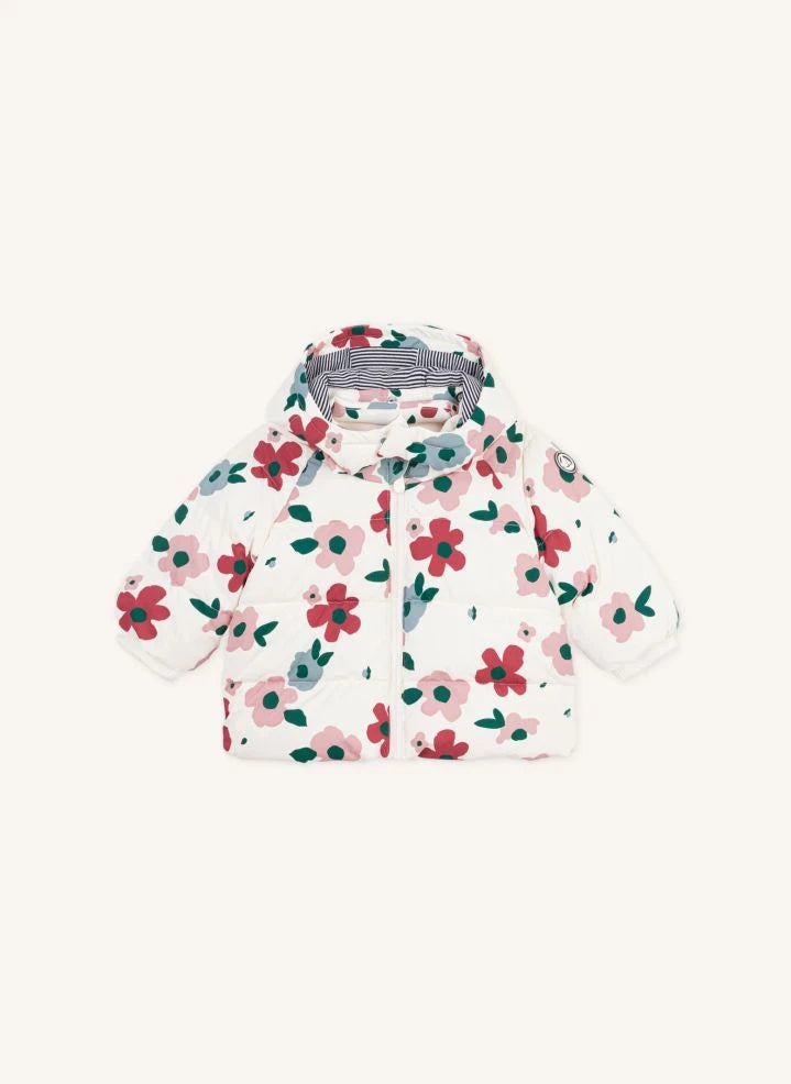 Petit Bateau - Baby-Steppjacke mit Blumenmuster | Ecru
