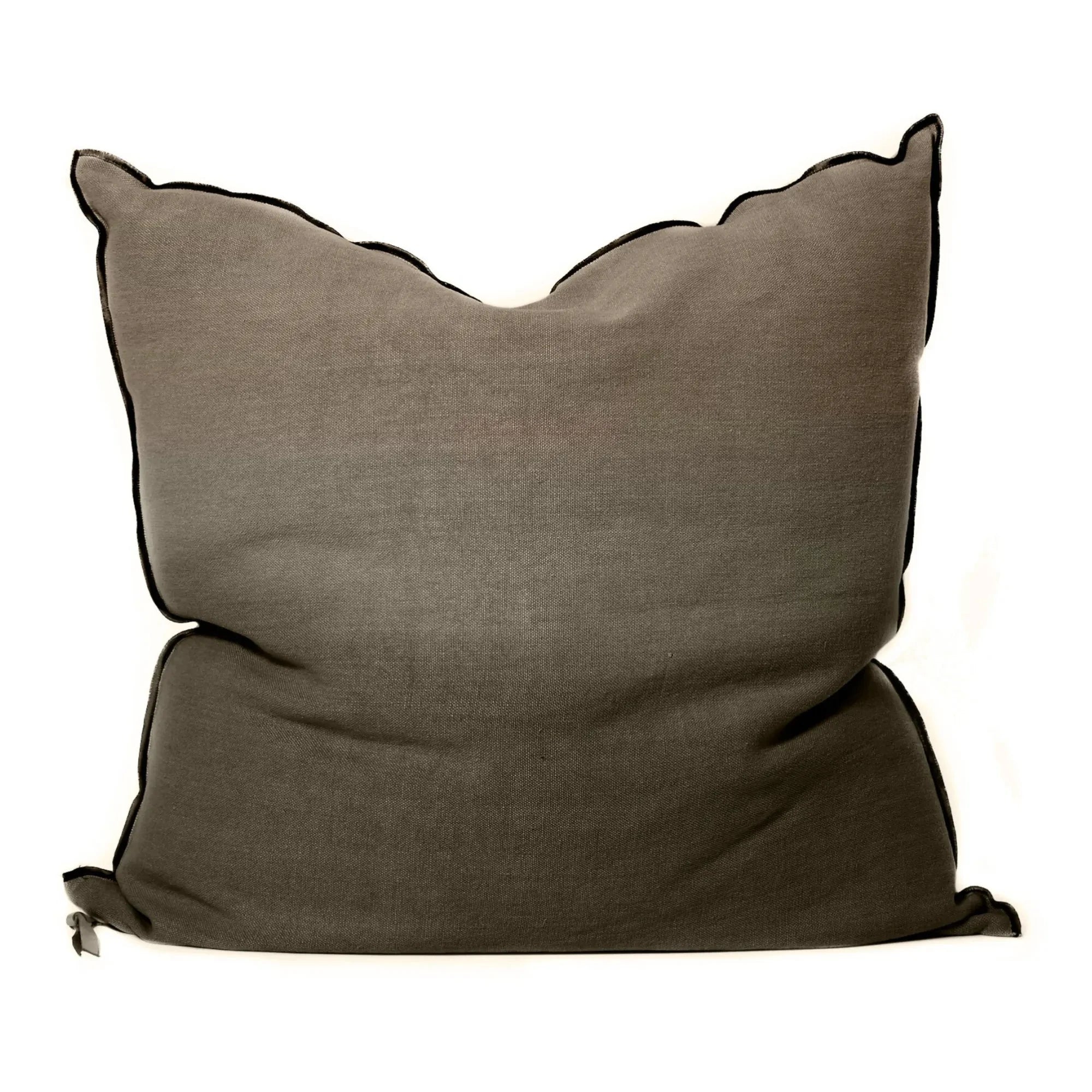 Maison de Vacances - Vice Versa Black Line Stonewashed Leinenkissen | Khaki
