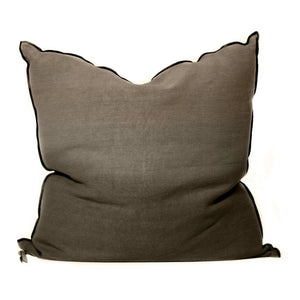 Maison de Vacances - Vice Versa Black Line Stonewashed Leinenkissen | Khaki