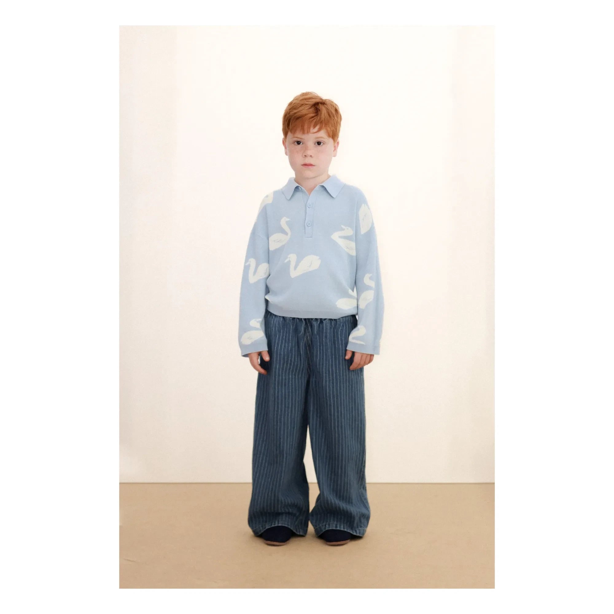 Tinycottons - Weit gestreifte Jeanshose | Blau