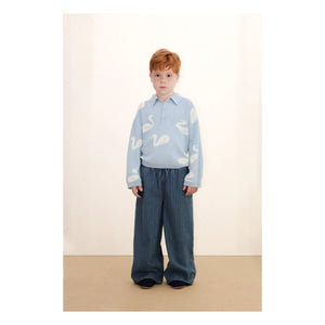 Tinycottons - Weit gestreifte Jeanshose | Blau