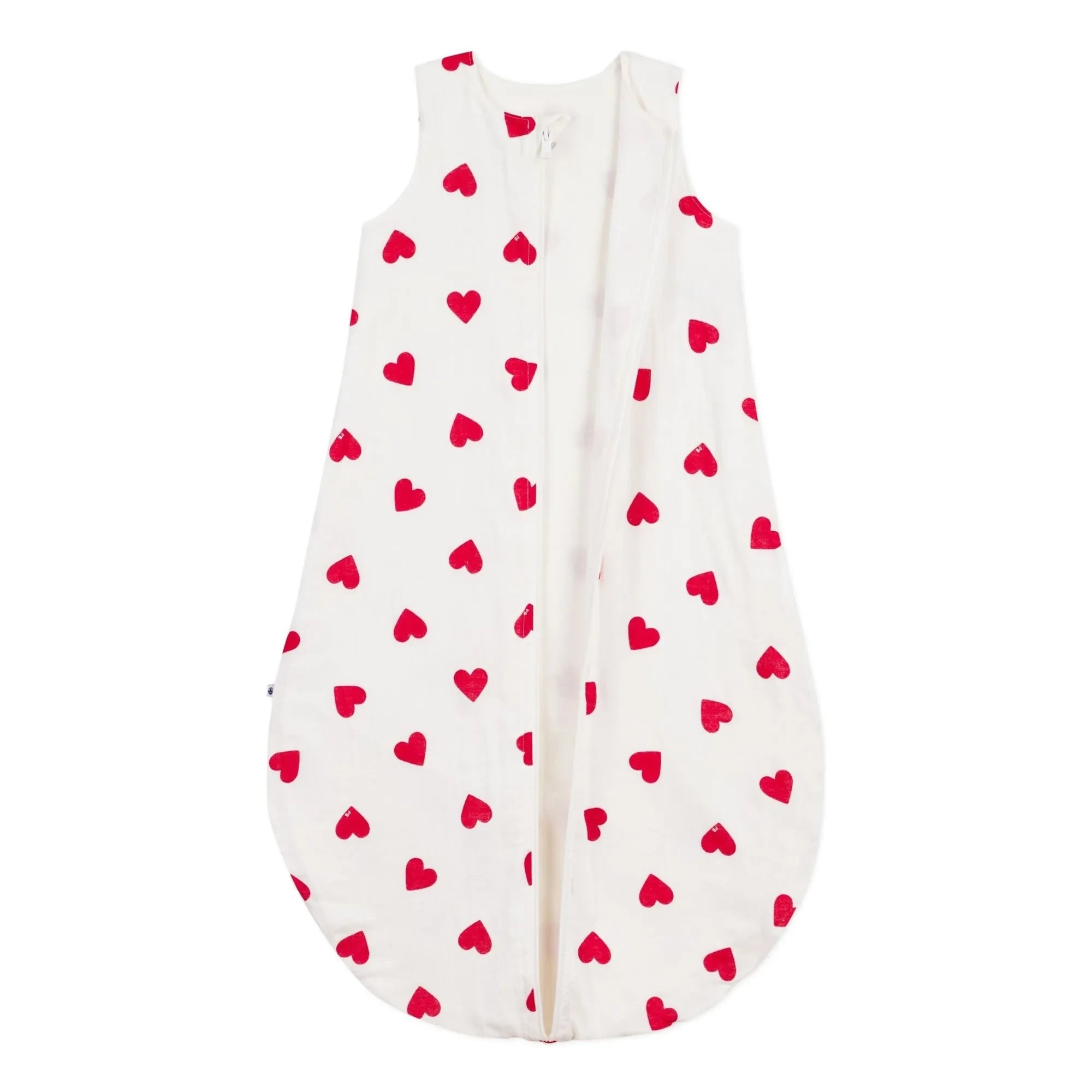 Petit Bateau - Gepolsterter Baumwoll-Schlafsack Herzen | Weiß