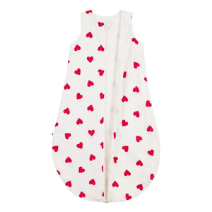 Petit Bateau - Gepolsterter Baumwoll-Schlafsack Herzen | Weiß