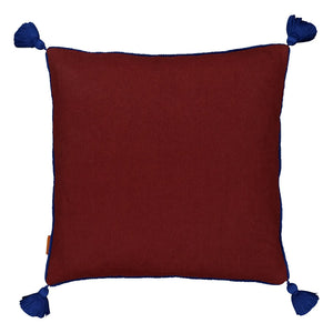 House of Capricorn – Viana Pompon besticktes Leinenkissen | Bordeaux