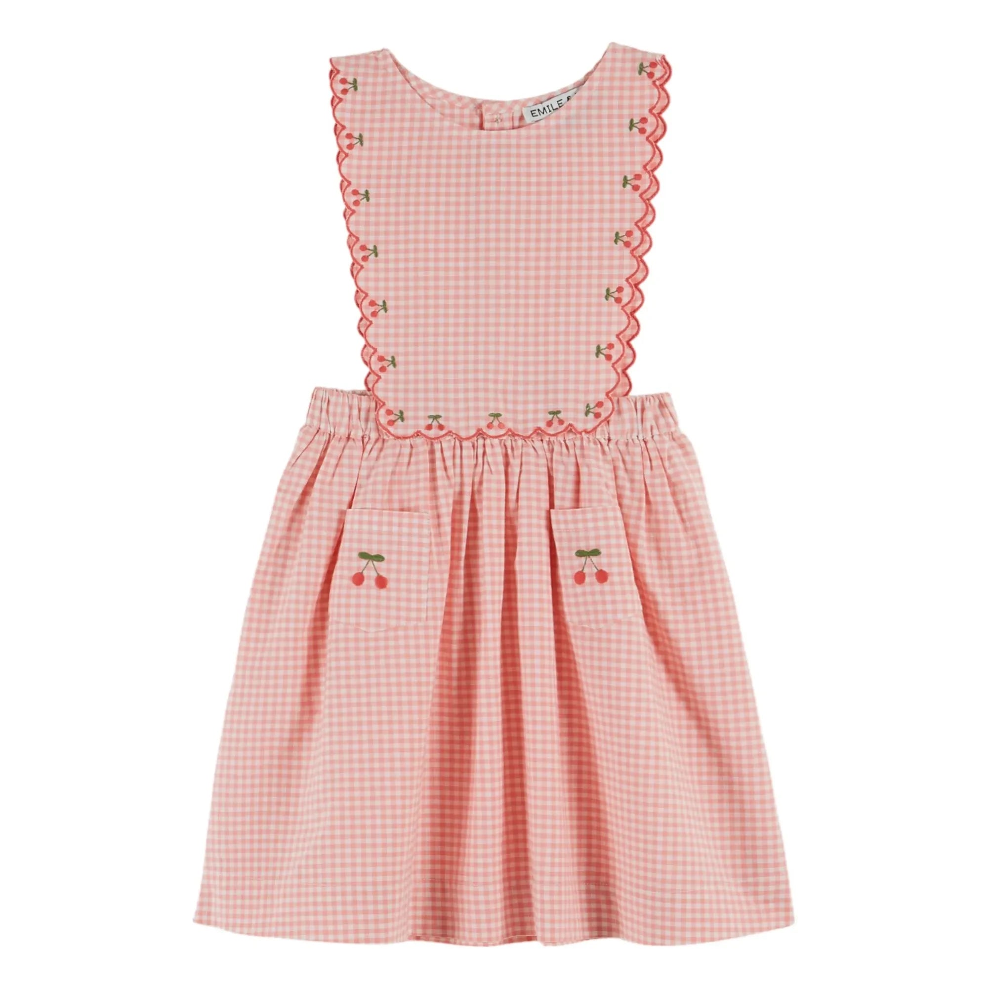 Emile et Ida - Latzkleid aus Bio-Baumwolle mit Vichy-Karo | Rosa