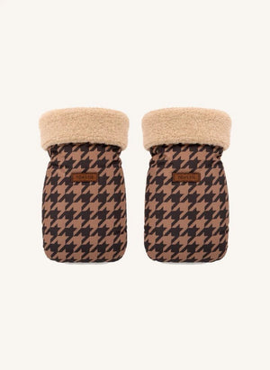 Töastie - Recycelte Fleece Hahnentritt Babywagenhandschuhe | Braun
