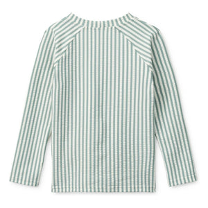 Liewood - Noah Gestreiftes Seersucker UV-Schutz T-Shirt Recycelte Fasern | Grün