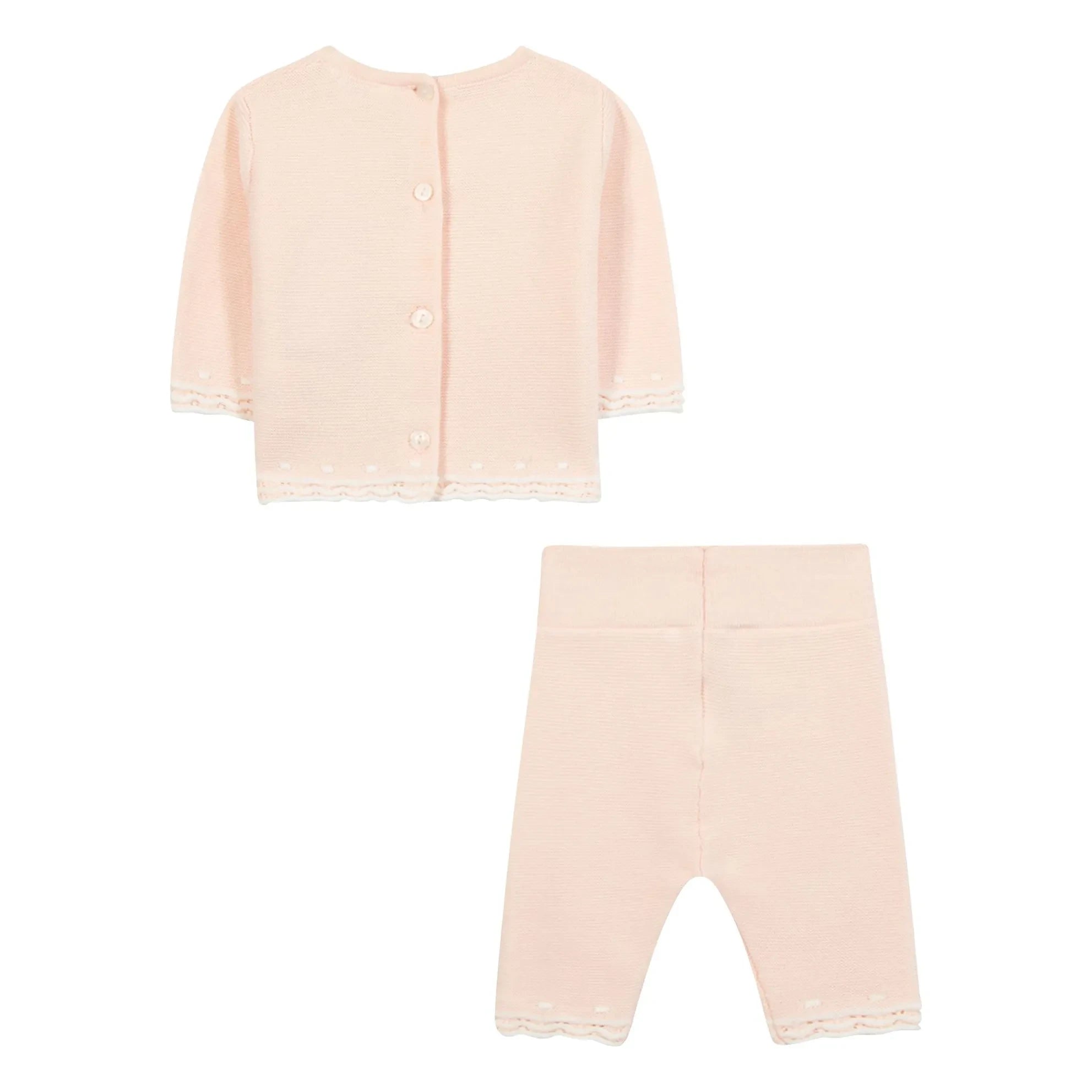 Tartine et Chocolat - Strick-Set aus Lochmuster-Pullover und Leggings | Blassrosa