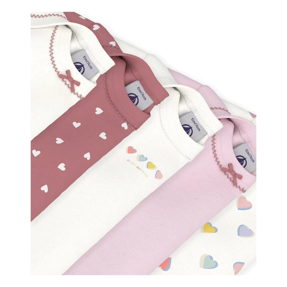 Petit Bateau - 5-teiliges Body-Set aus Bio-Baumwolle mit Herz | Weiß