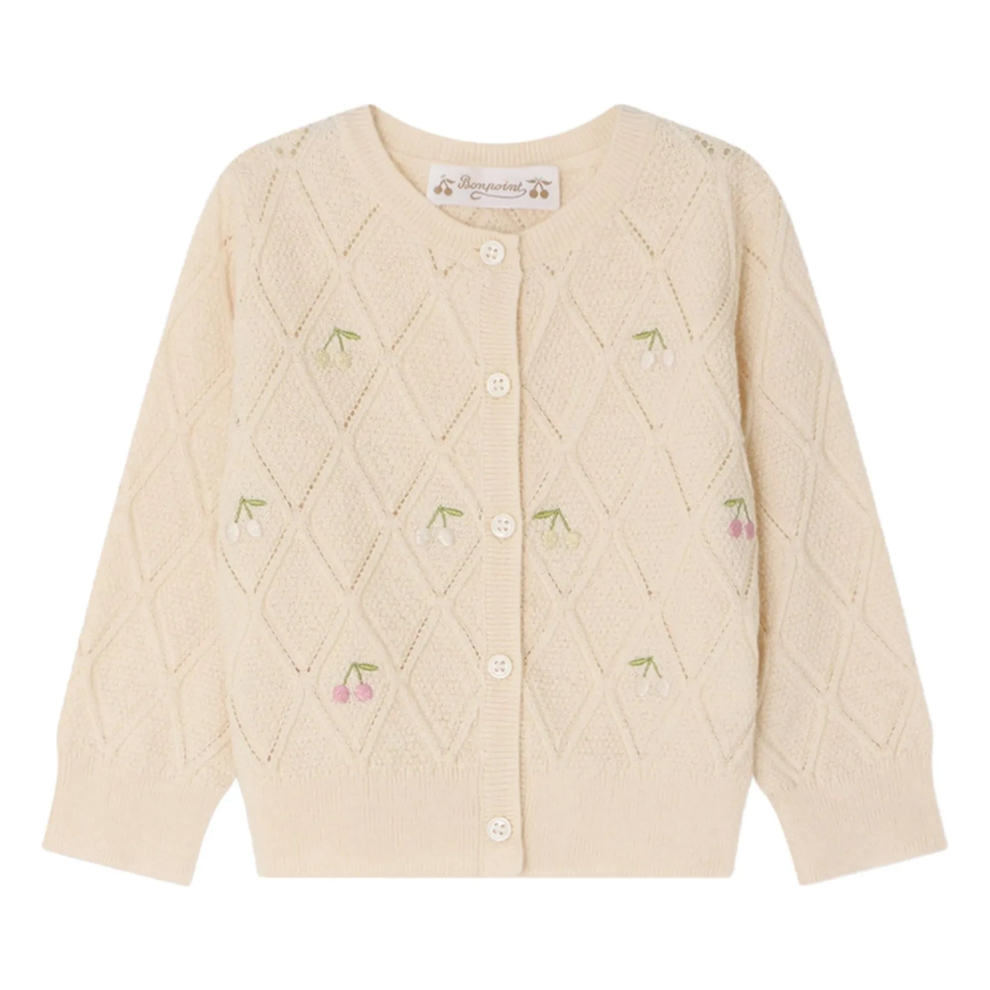 Bonpoint - Lysandra Cerises Wollcardigan | Creme