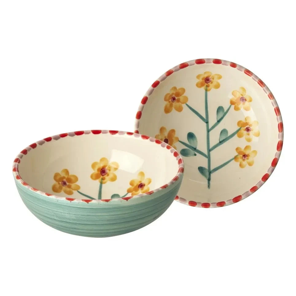 Reis - Keramikschale mit Blumenmuster | Grünes Wasser