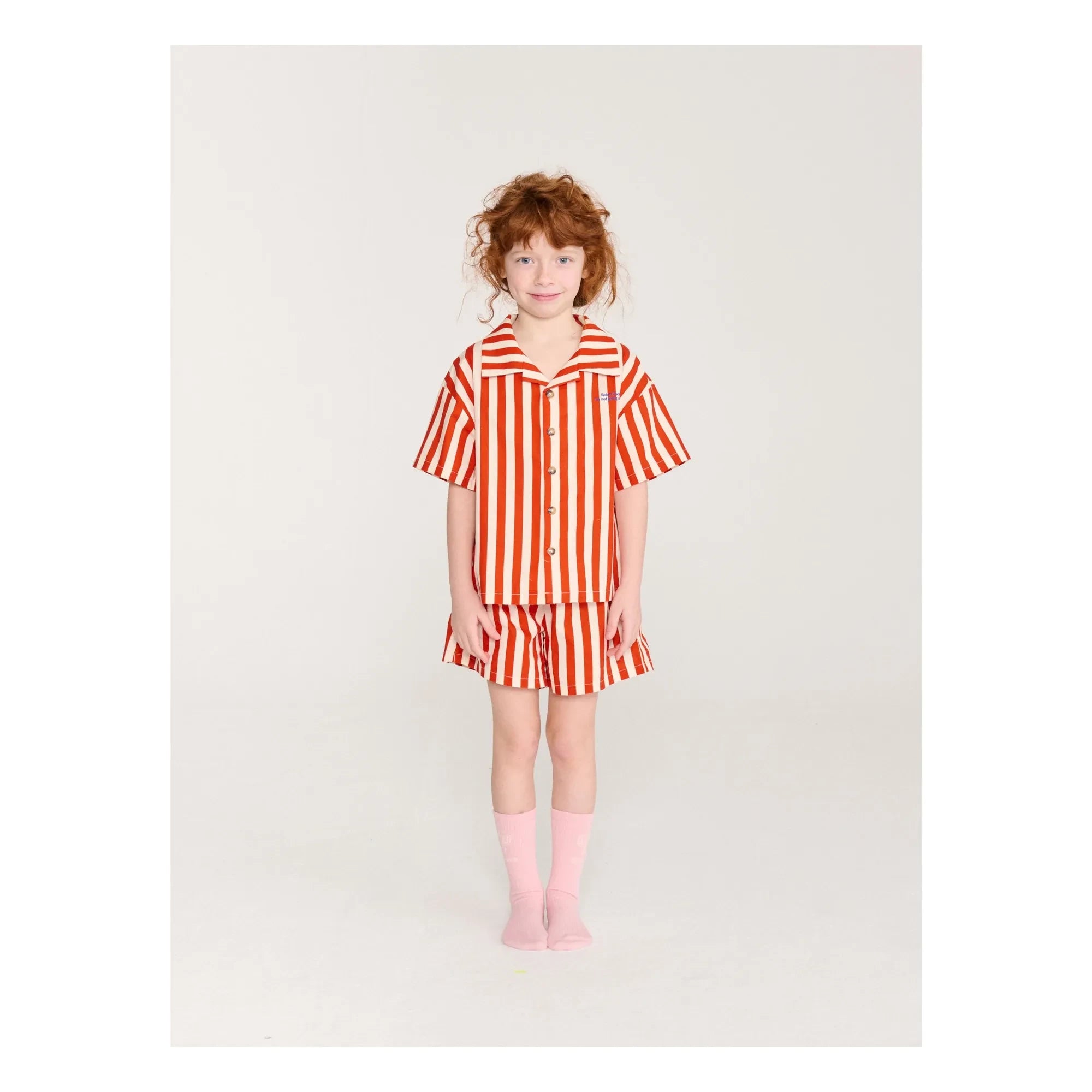 Bobo Choses - Gestreiftes Bio-Baumwoll Hemd und Shorts Set | Rot
