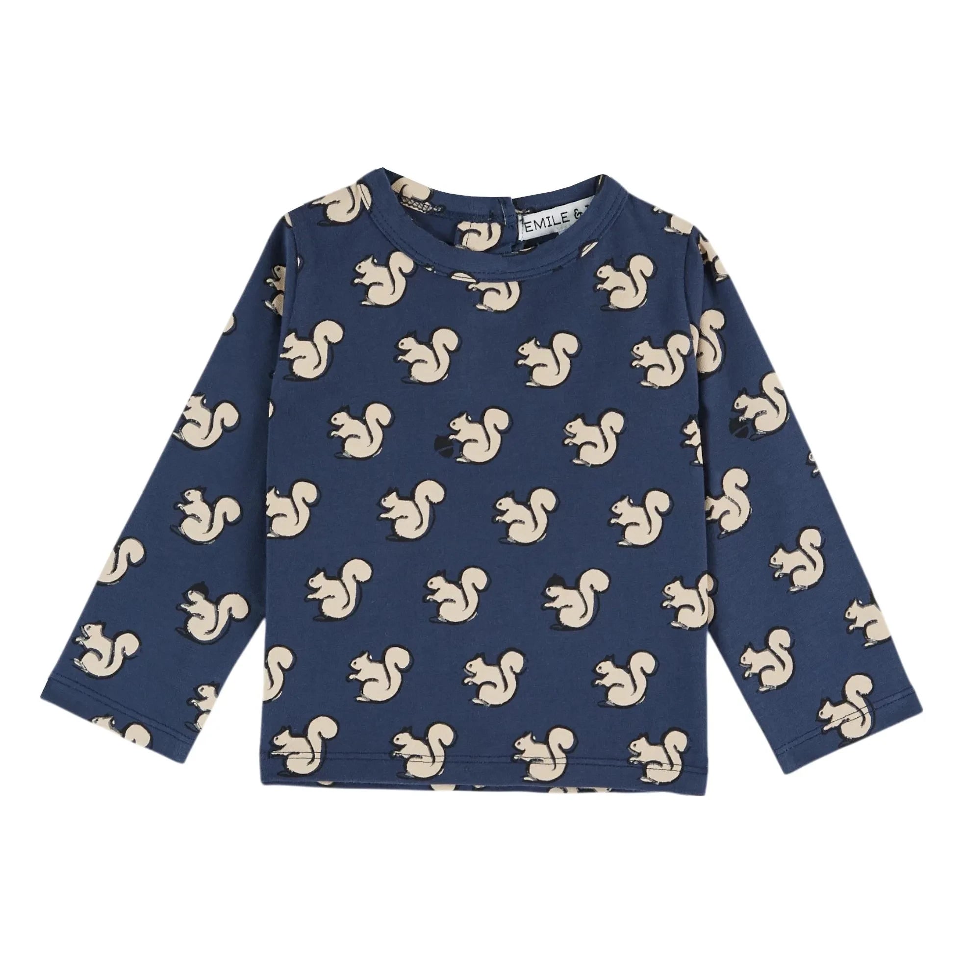 Emile et Ida - Squirrels Bio-Baumwoll-T-Shirt | Nachtblau