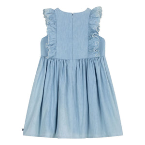 Petit Bateau - Blaues Chambray Rüschenkleid