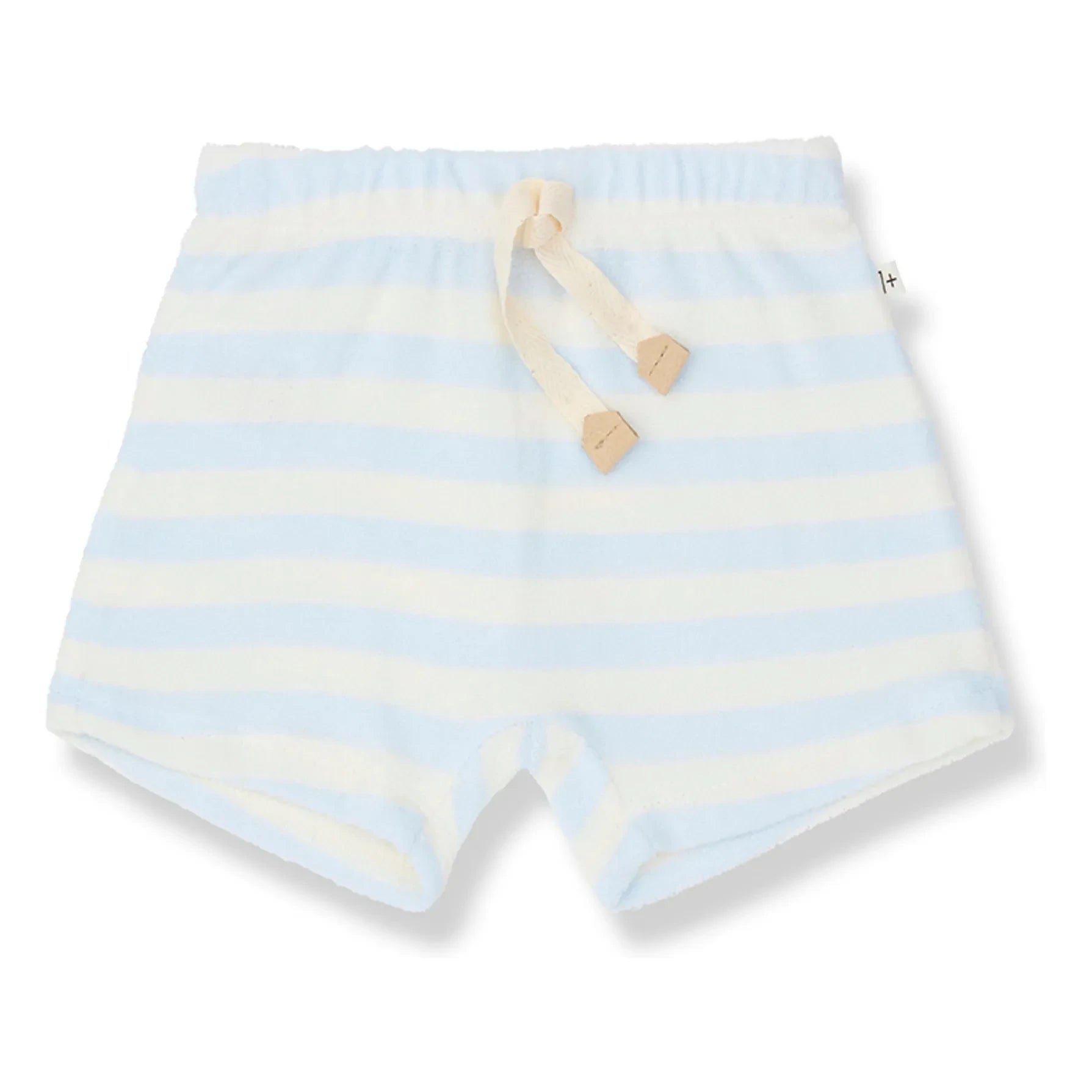 1+ in the family - Feres Gestreifte Frottee-Bermuda-Shorts | Hellblau
