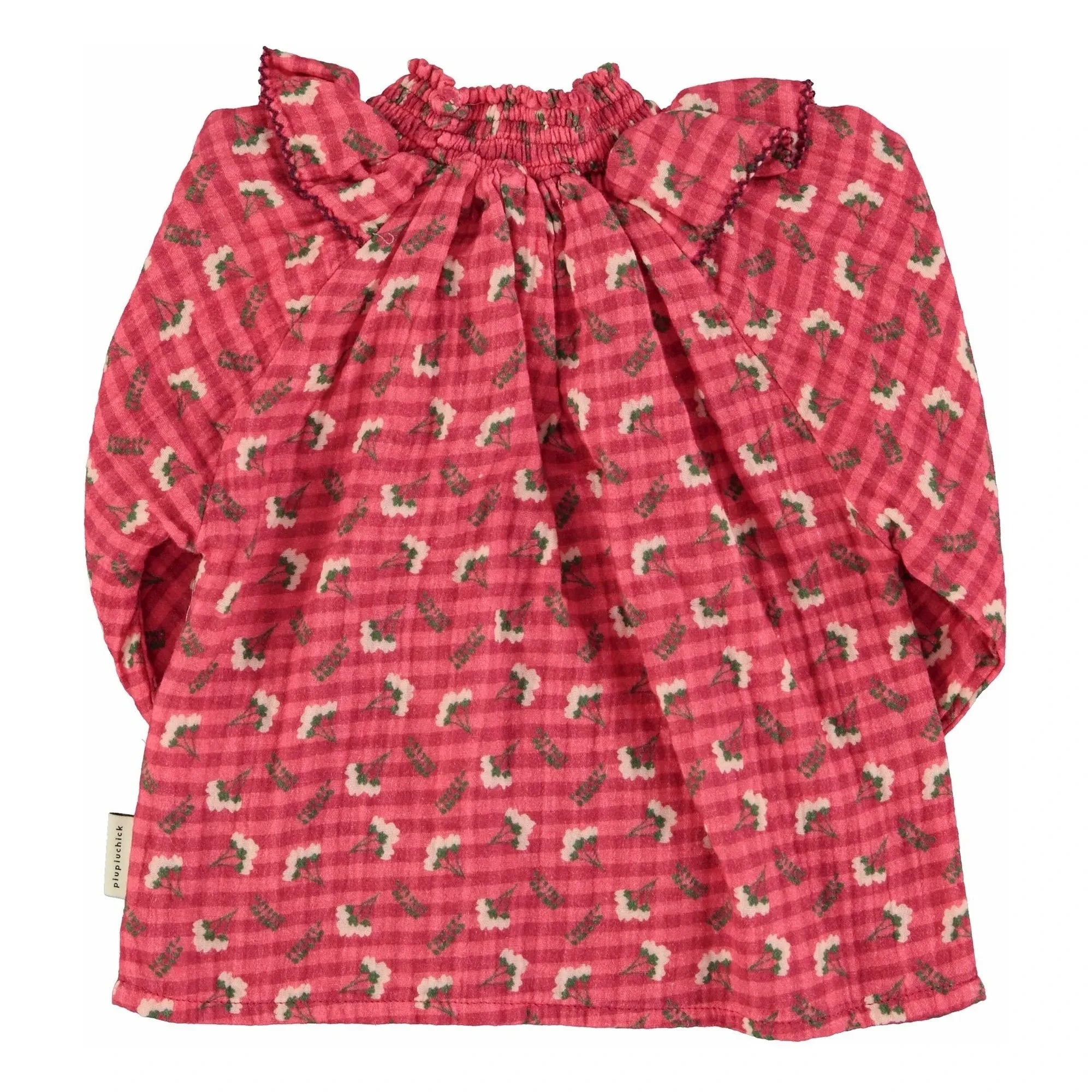 Piupiuchick - Bluse mit Blumenmuster und gerüschtem Kragen | Rosa