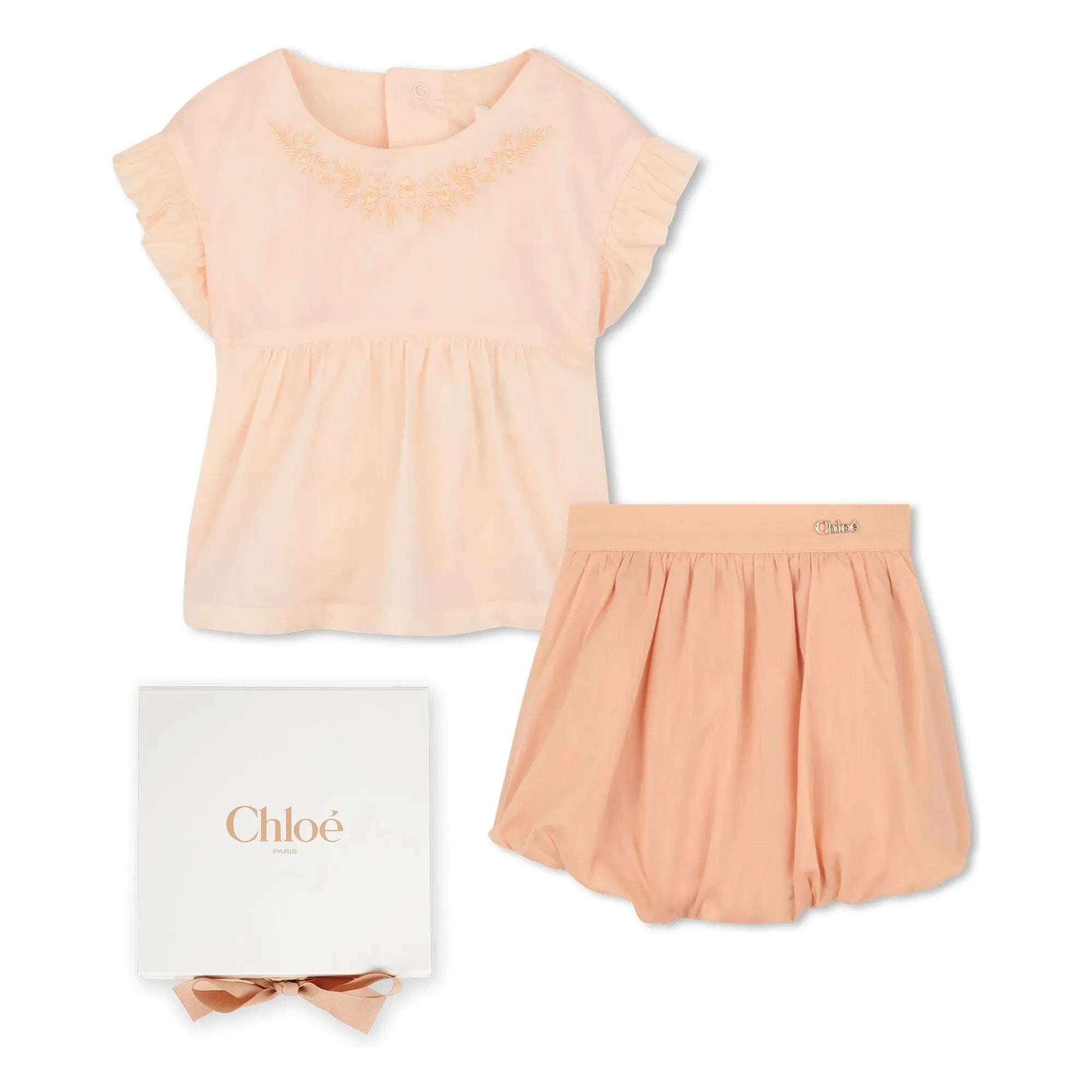 Chloé – Set aus Bio-Baumwollbluse und Bloomer | Staubrosa