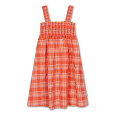 Repose AMS - Smocked-Kleid mit Karos | Koralle