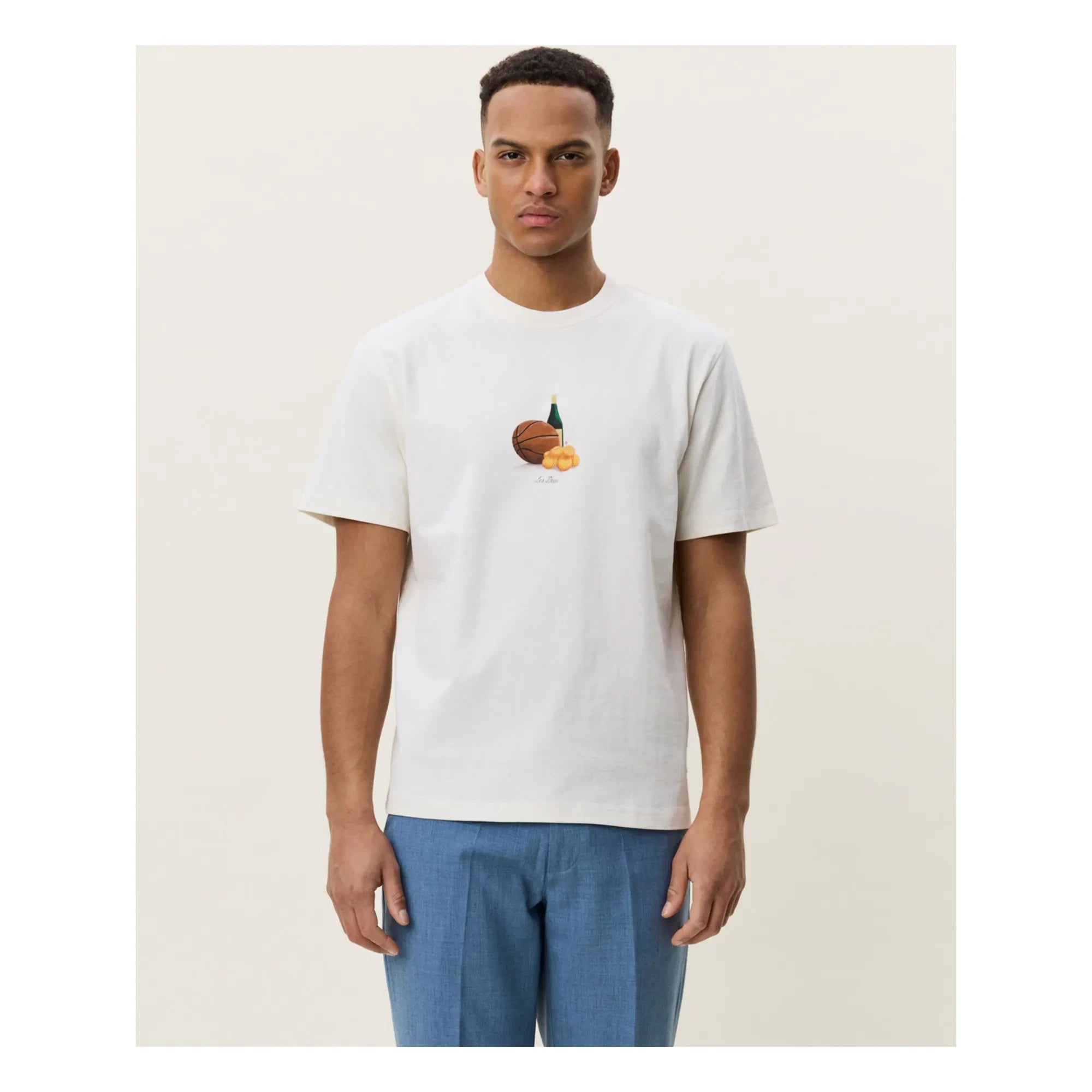 Les Deux - T-Shirt mit Zitrone | Gebrochenes Weiß