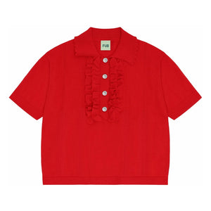 FUB - Poloshirt mit Volant Extra Fine Mesh Bio-Baumwolle | Rot