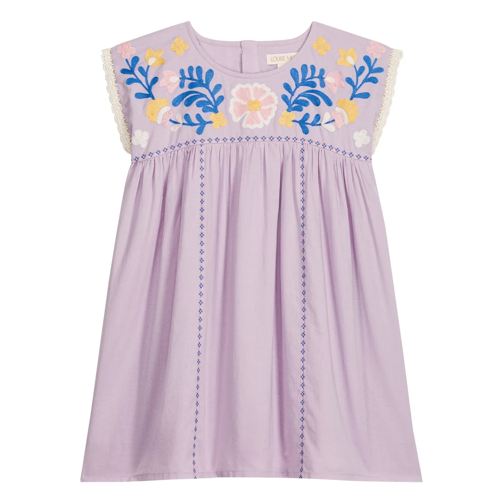 Louise Misha - Talula besticktes Kleid Bio-Baumwolle | Helllila