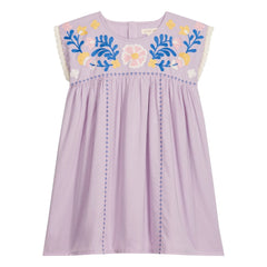 Louise Misha - Talula besticktes Kleid Bio-Baumwolle | Helllila