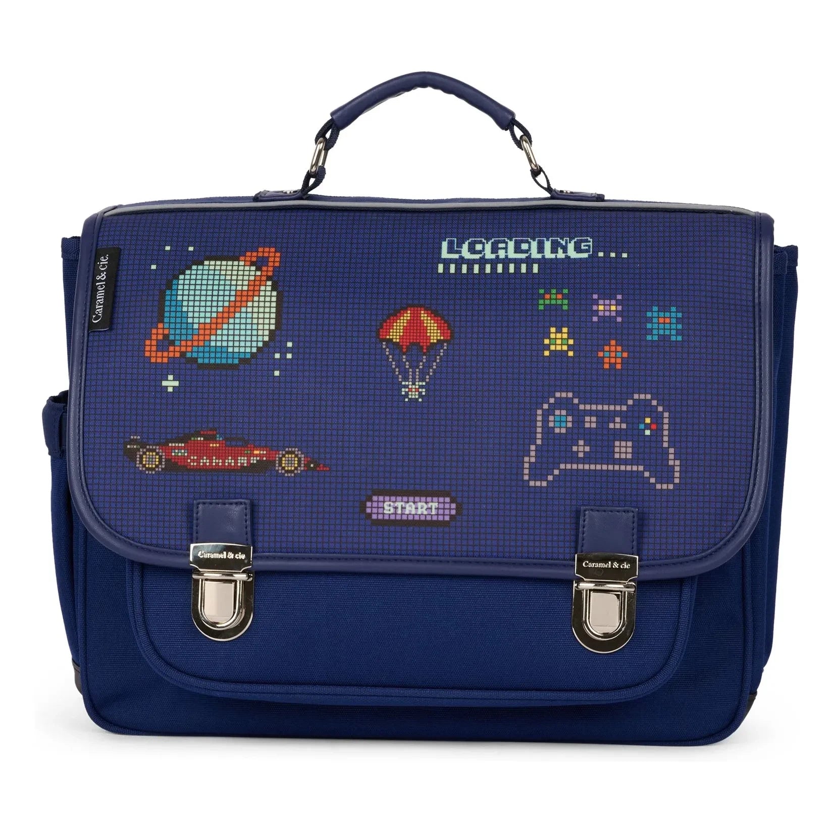 Caramel & Cie - Pixel Art Tasche | Marineblau