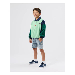 Goldie + Ace - Gestreifte Jeans-Shorts | Blau