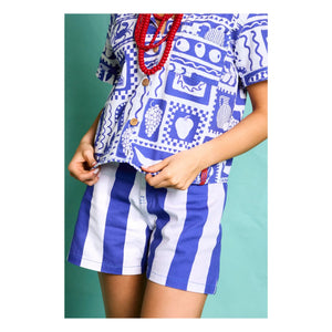 Favorite People – Positano Gestreifte Shorts – Damenkollektion | Blau