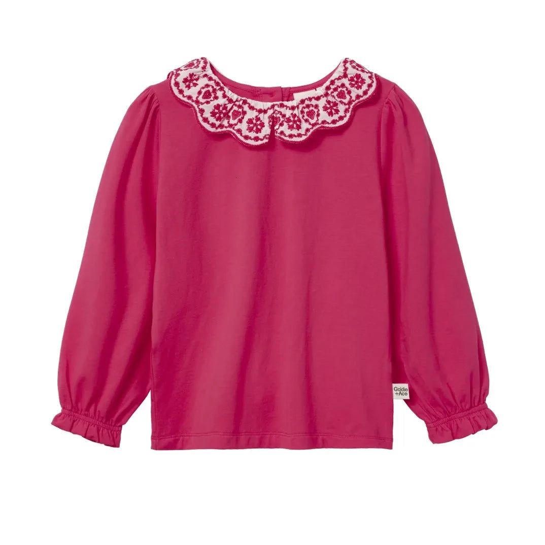 Goldie + Ace - Bestickte Bluse | Fuchsia