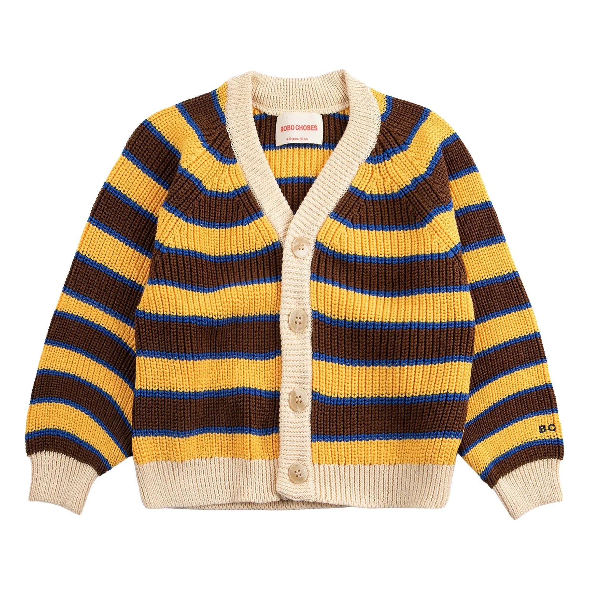 Bobo Choses - Gestreifte Bio-Baumwollstrickjacke | Gelb
