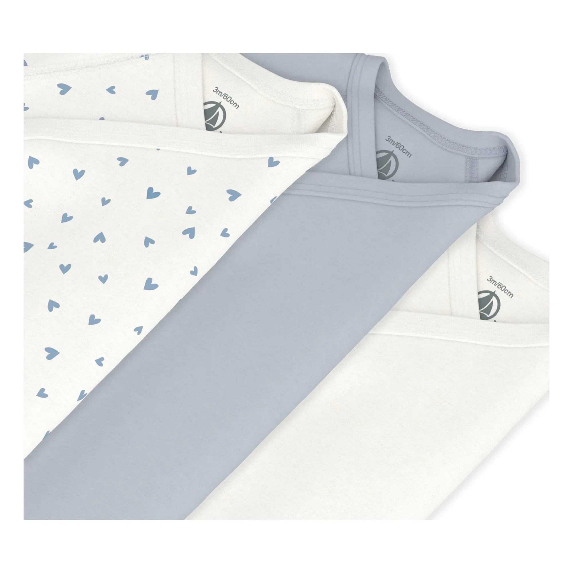 Petit Bateau - 3er Pack Bio-Baumwolle Herzchen-Wickelbodys | Weiß