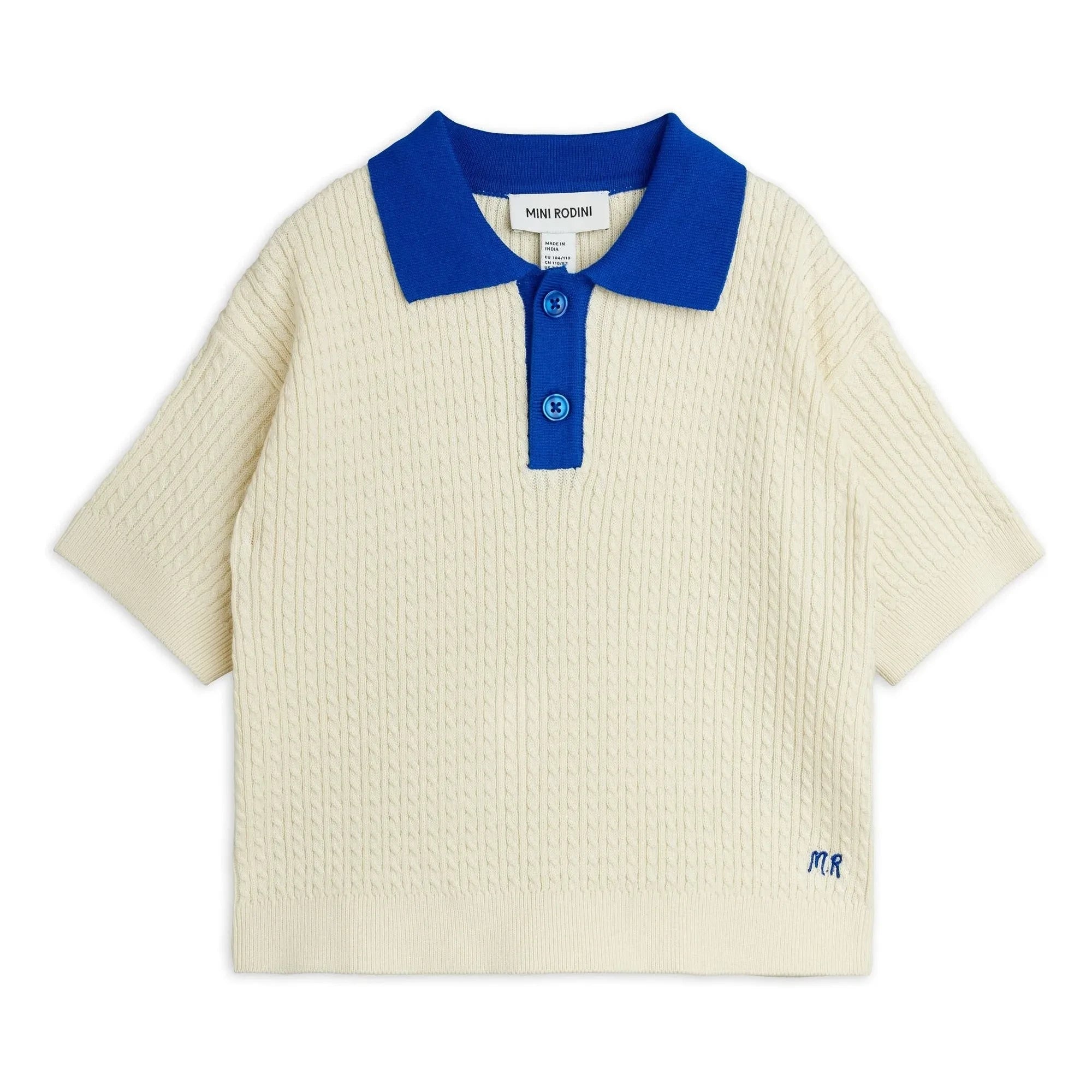 Mini Rodini - Poloshirt aus Bio-Baumwollstrick | Ecru