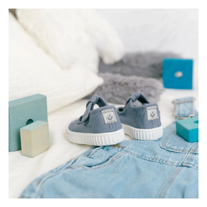 Victoria - Lona Klettverschluss-Sneaker-Sandalen | Blau