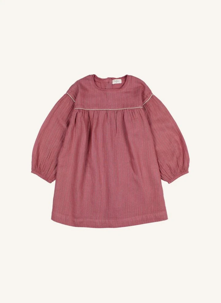 Búho - Kleid aus Bio-Baumwolle mit Lurex-Gaze | Pflaume
