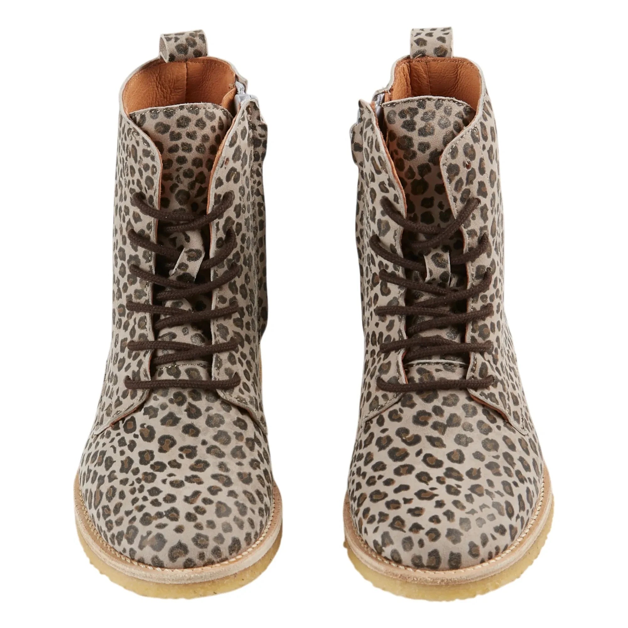 Emile et Ida - Leopard-Leder Schnürstiefeletten | Braun