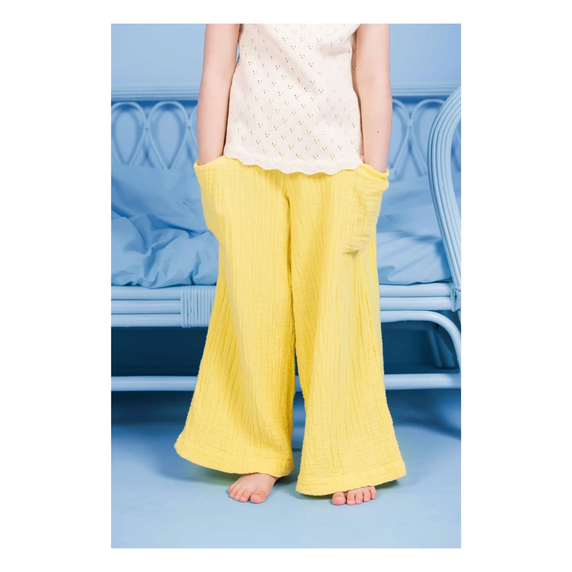 Bonton - Lauren Baumwoll-Musselin-Hose mit Taschen | Gelb
